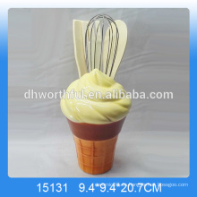 Porta utensilios decorativos de cerámica con forma de helado para la venta al por mayor
